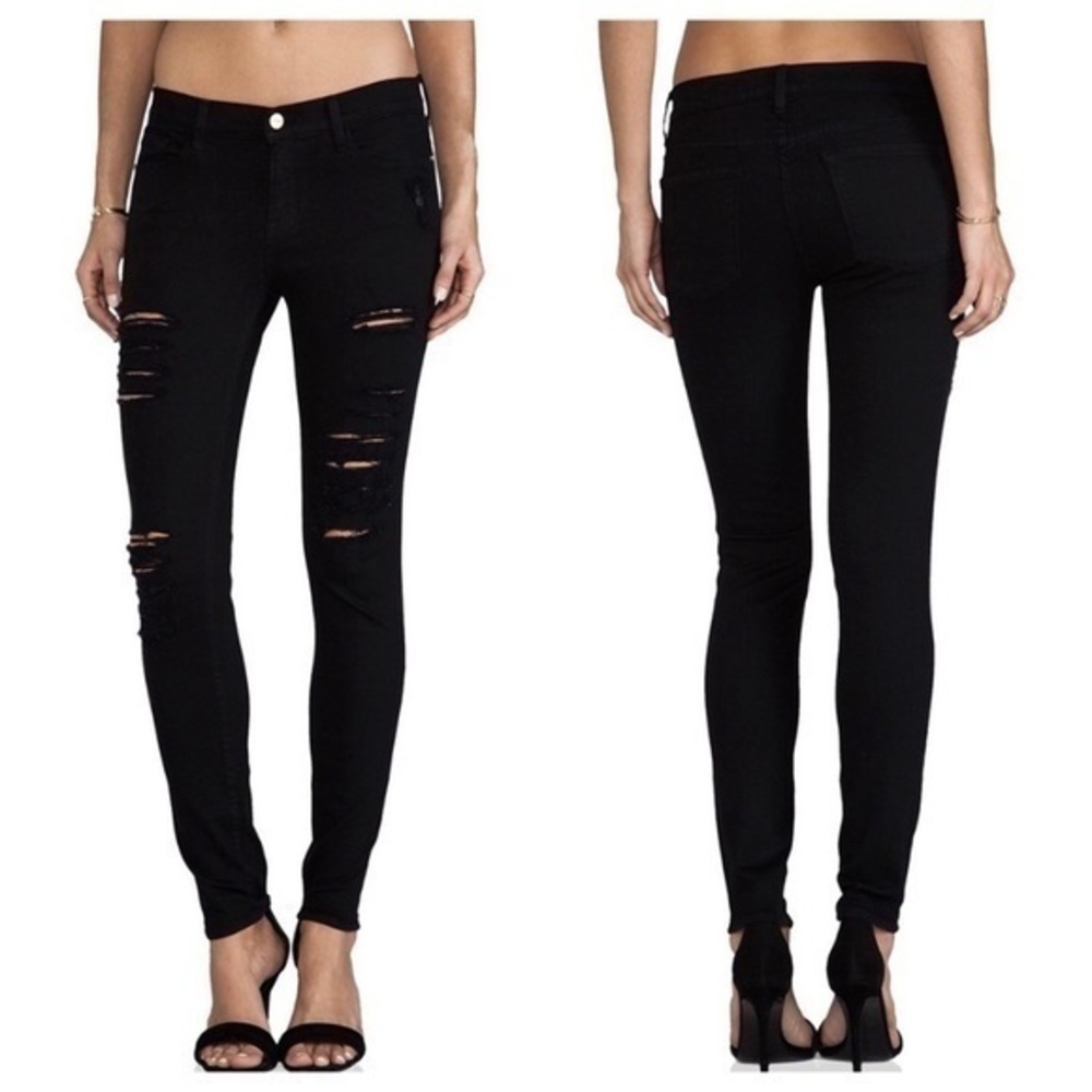 Frame Black Skinny Ripped Jeans